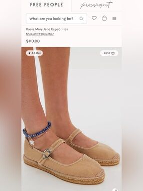 NIB Free People Oasis Mary Jane Espadrilles